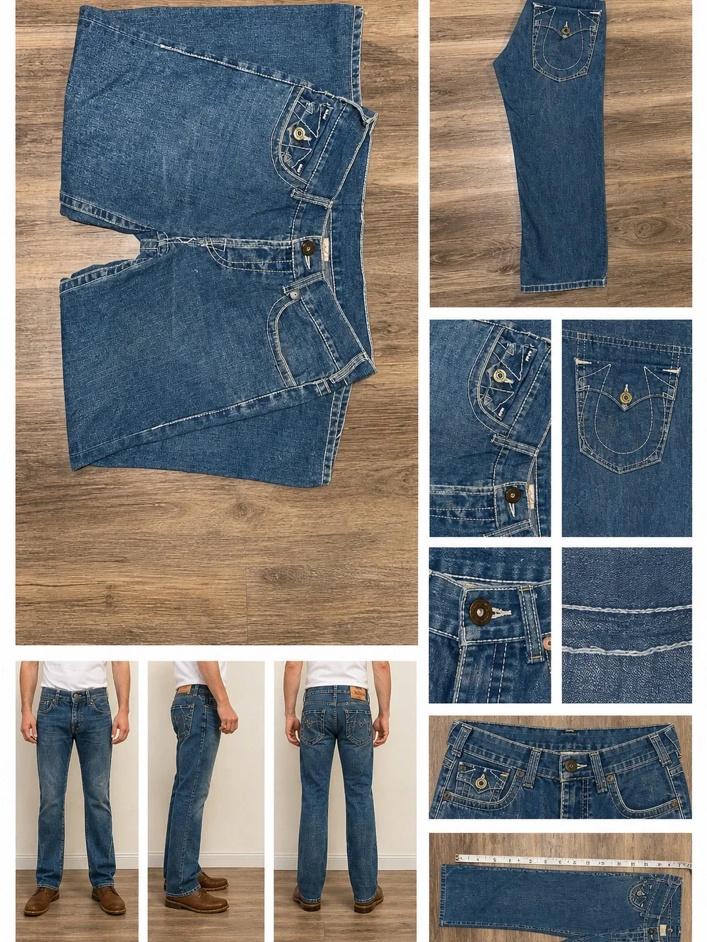True Religion Billy Super T Jeans Men’s 34 Made USA Straight Leg Medium‎ Wash